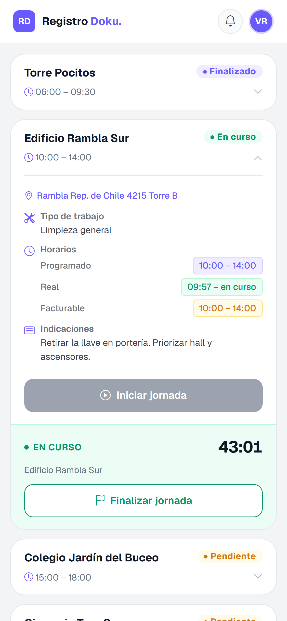 App del colaborador en Registro